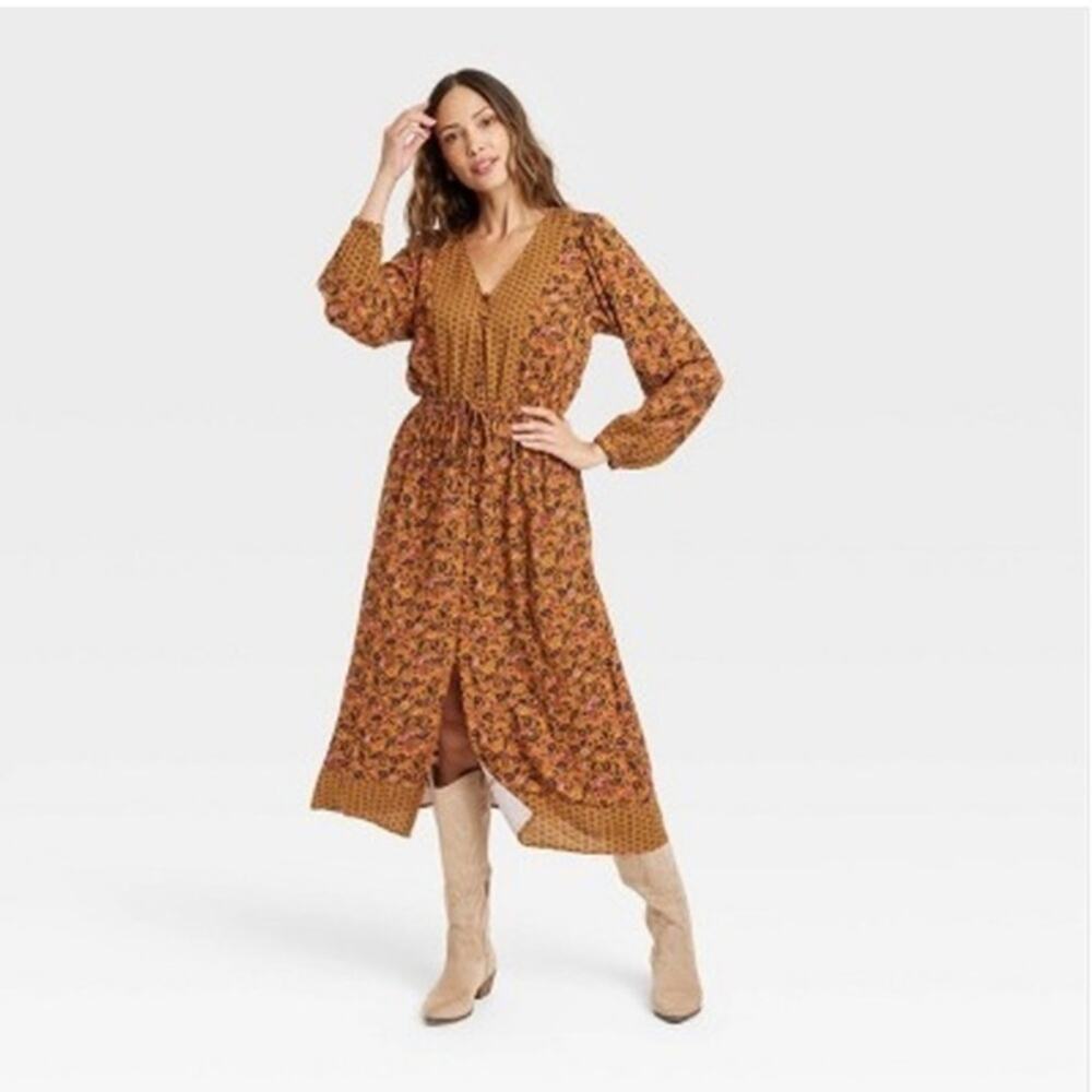 KNOX ROSE long sleeve button front dress